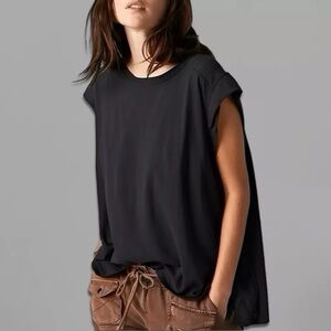 NEW Free People Washed Black Naomi Tee Shirt Size M